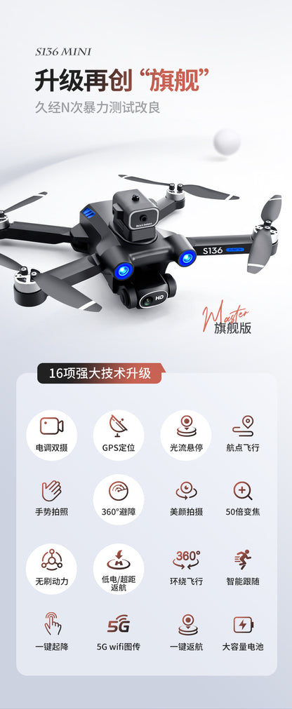 Cross-Border S136Uav GPS Positioning Brushless Motor HD Dual Camera Aerial Photography Obstacle Avoidance Remote Control Aircraft Drone