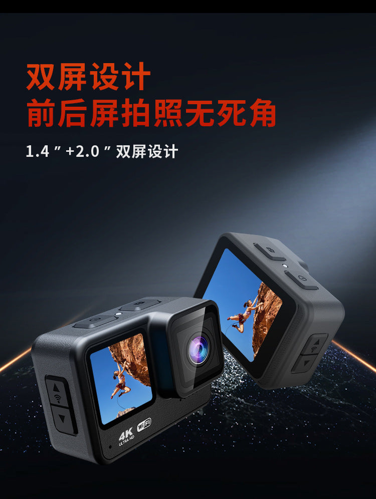 Cross-Border New Products4K HD Underwater Camera Touch Dual Color Screen Diving Camera Waterproof Anti-Shake Action Camera