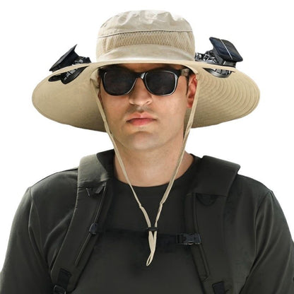Foreign Trade Hot Item Solar Hat Rechargeable Dual Fan Men's Fishing Fisherman Hat Outdoor Sun Hat Sun Protection Hat