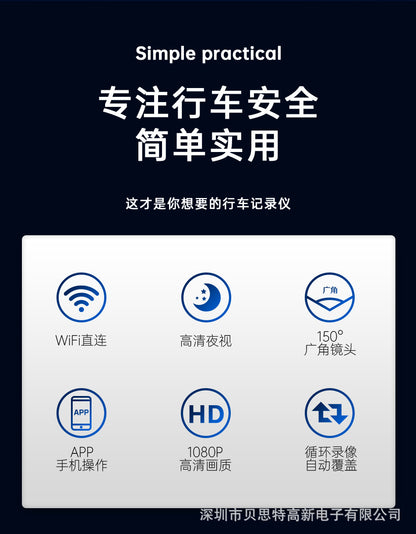 WIFI Direct Connection Lipstick Camera Recorder Starlight Night Vision140Wide Angle1080P High-definition Dash Cam