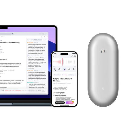 PLAUD NotePin Smart Voice Recorder, 64GB Memory, Supports 112 Languages, App Control, AI Transcribe & Summarize, Audio Recorder for Lectures & Meetings