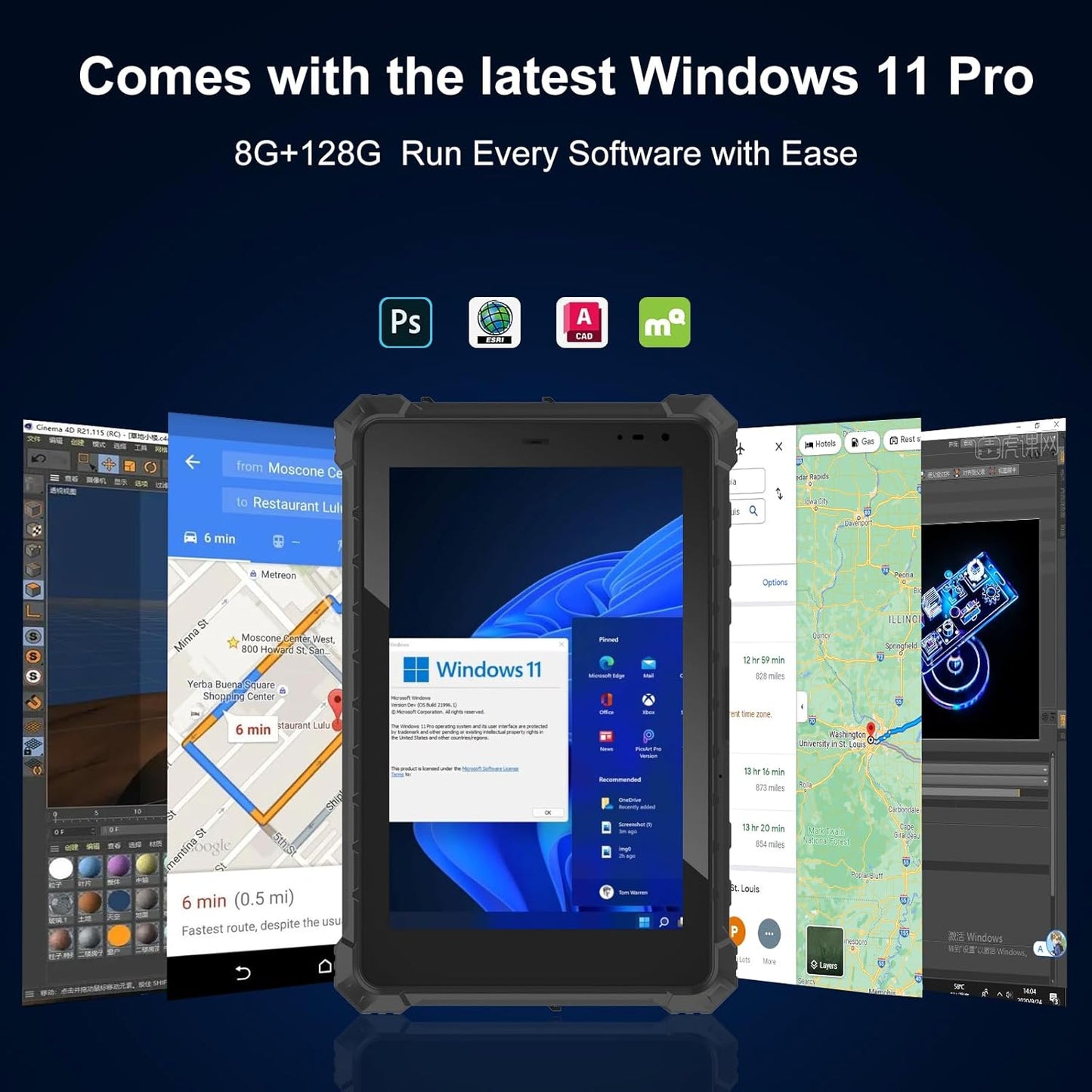 Rugged Tablet W10N,10.1 Inch Windows 11 Pro,8GB+128GB,Intel N5100,IP68 Waterproof,700nit Sunlight Readable,4G,LTE,GPS,WiFi 6 Heavy Duty Industrial Outdoor Work Tablet PC