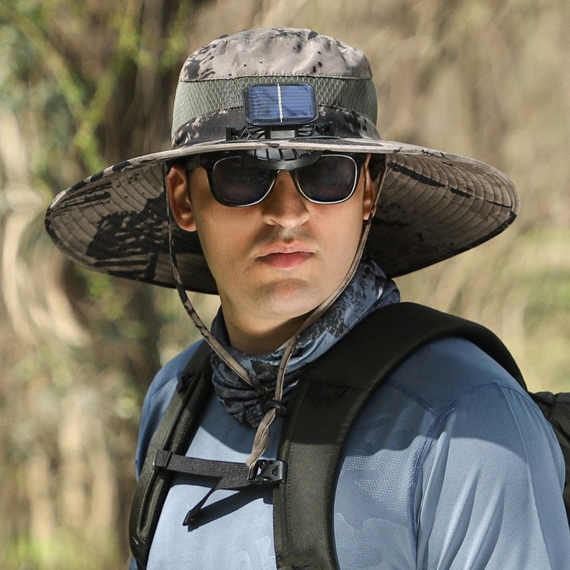 Foreign Trade Hot Item Solar Hat Rechargeable Dual Fan Men's Fishing Fisherman Hat Outdoor Sun Hat Sun Protection Hat