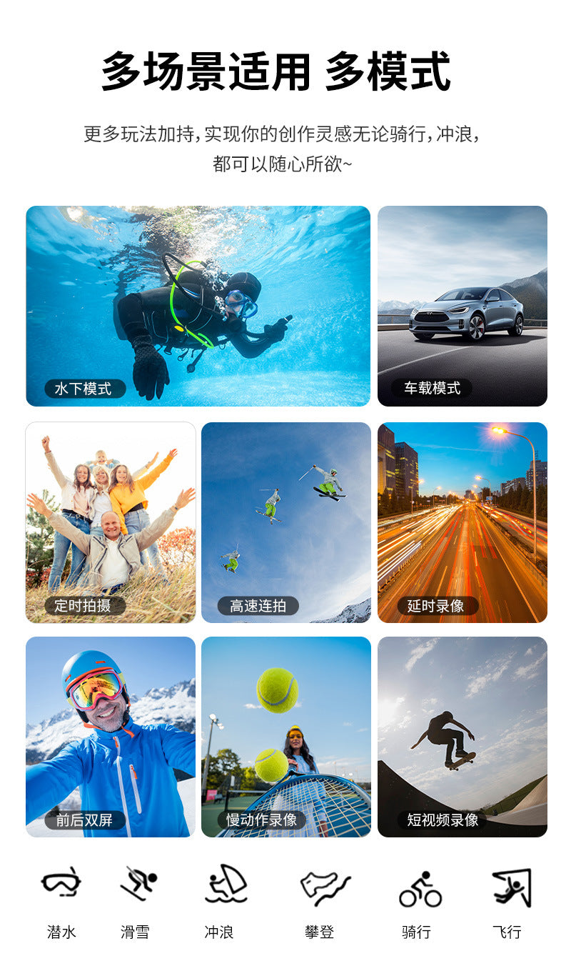 Cross-Border4k Waterproof Sports Camera HD Outdoor Shooting Cycling Underwater Helmet Camera Sports Camera Factory