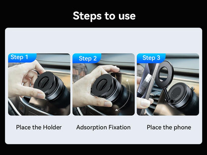 Upgraded Magnetic Phone Holder,Unpowered Version 360° Rotatable Adjustable and Foldable Magnetic & Vacuum Adsorption Car Holder, No Noise for iPhone & Android