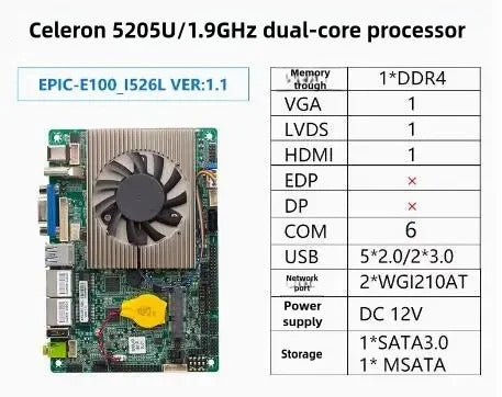 Celeron 5205U CPU Brand 3.5 Size IPC Embedded Mainboard SBC 3.5-inch Industrial Motherboard Onboard 6*COM 2*LAN