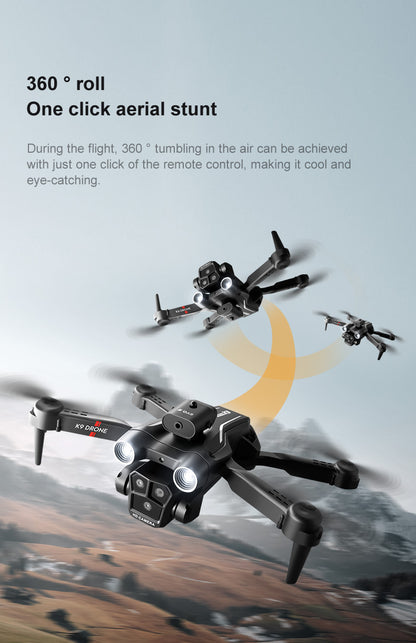 Cross-Border K9MAX Drone Aerial Photography Three Lens Four Axis Aircraft Optical Flow Obstacle Avoidance Remote Control Aircraft Toy drone