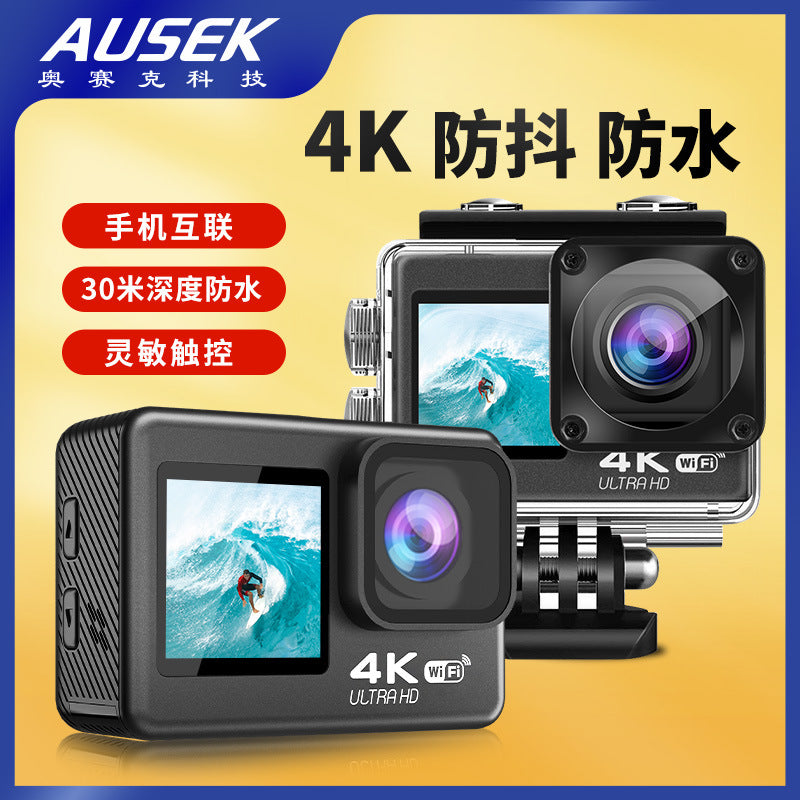 Cross-Border4k Waterproof Sports Camera HD Outdoor Shooting Cycling Underwater Helmet Camera Sports Camera Factory