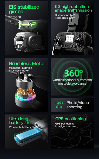 Cross-Border GT6Brushless Drone Intelligent Obstacle Avoidance Optical Flow GPS Return Remote Control Airplane5G Transmission Quadcopter