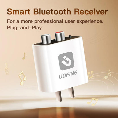 UDFINE Smart Bluetooth 5.4 Receiver to AUX/RCA Converter for Old Speakers | High-Quality Stereo Sound | Plug & Play | No Setup Hassles | Upgrade Your Audio Experience Audio Smartphone connection apx home amplifier mixer Wireless Set