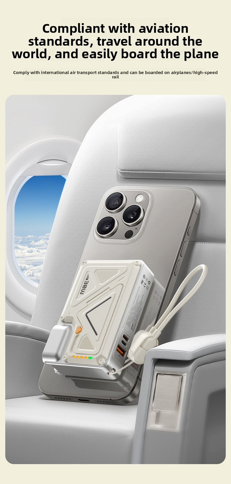 Power Bank AC Power Bank 35W Fast Charging with Built-in Cable Portable Power Supply Magnetic Wireless Charging Stand Multi-Function