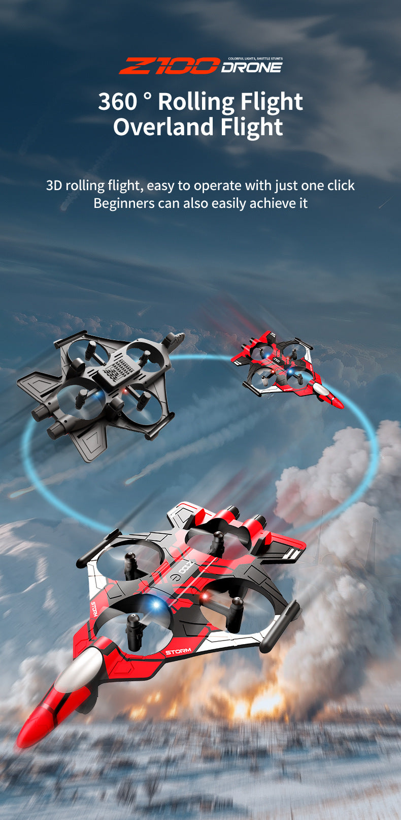 Cross-Border Z100Fighter Four-Channel Suspension Four-Axis Drone Altitude Hold Roll Stunt Gyro Light Aircraft Low Price