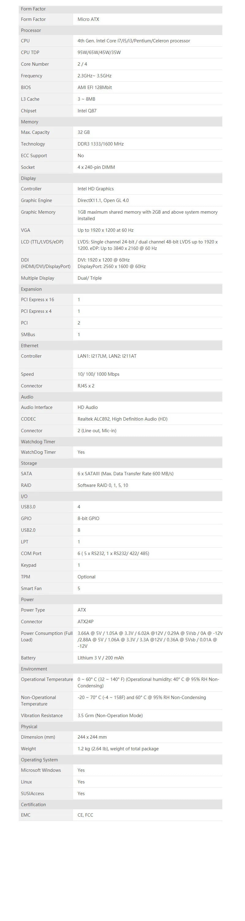 AIMB-584QG2 new IPC Board For Intel Q87 DDR3 PCI Mainboard LGA1150 4th gen Xeon Core i3/i5/i7 Industrial Motherboard AIMB-584
