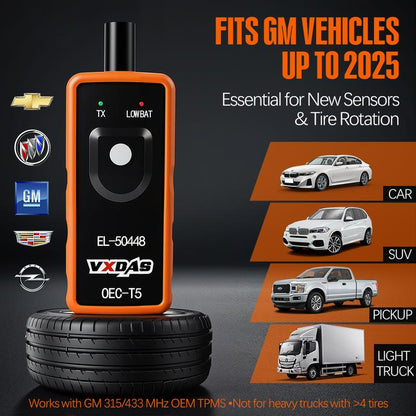 VXDAS EL-50448 TPMS Relearn Tool for GM Tire Sensor TPMS Reset Tool Tire Pressure Monitor system Activation Tool OEC-T5 for GM Buick/Chevy/Cadillac Series Vehicles 2023 Edition TikTokShopBlackFriday