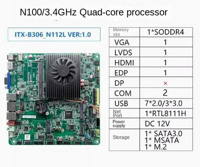 i3-N305 N100 Mini-ITX Motherboard Core Intel CPU IPC SBC Embedded Fanless Ultra-thin Mainboard with COM LPT DC-12V DDR4 EDP