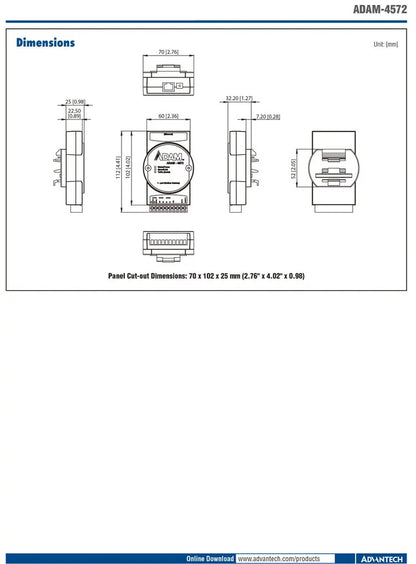 ADAM-4572-CE 1 Port Modbus Data Gateway 8 Clients Simultaneously Access Field Data
