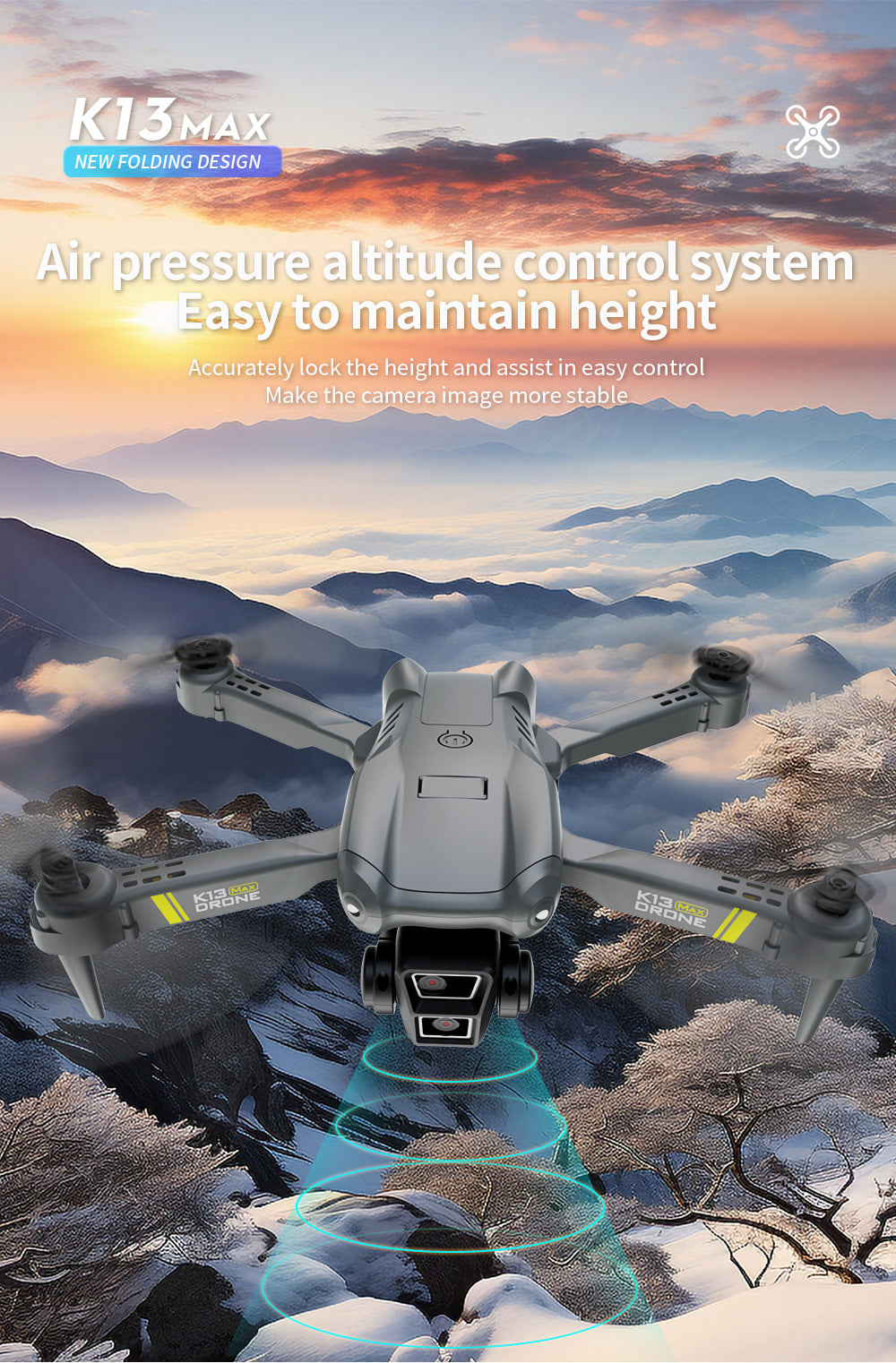 Cross-Border K13MAX Foldable Drone HD Dual Camera Aerial Photography Altitude Hold Quadcopter Remote Control Aircraft Drone