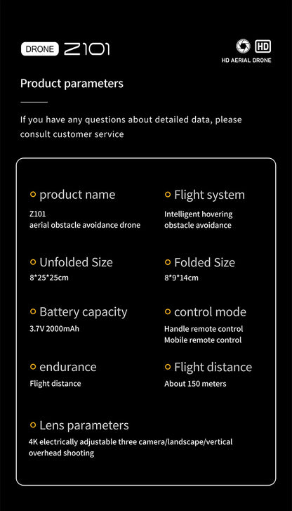 Cross-Border Z101Drone Long Endurance Obstacle Avoidance Aerial Photography Quadcopter Brushless Motor Remote Control Aircraft Drone
