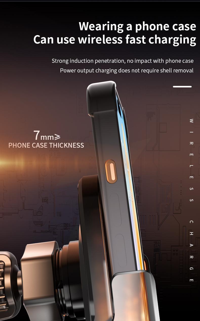 Wireless Car Charger Fast Auto Clamping Car Charger Phone Holder fit iPhone Pro  tags Smartphone Cellphone Charging Electronic magnetic 360 rotating Lightning Bracket
