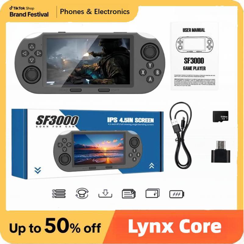 SF3000 Retro Handheld Game Console with 4.5 Inch IPS Screen 3000mAh Battery & 64GB TF Card for Boys Gift Gaming & Consoles ps controllers ps accessories controller grips game stick Cyber Cables cool gadgets boys Box Compact