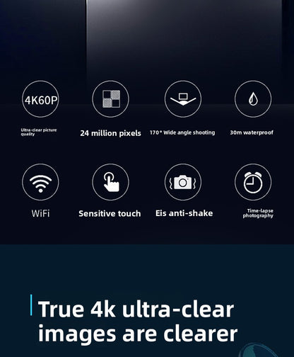 Cross-border 4k waterproof sports camera HD outdoor shooting riding underwater helmet camera sports camera factory