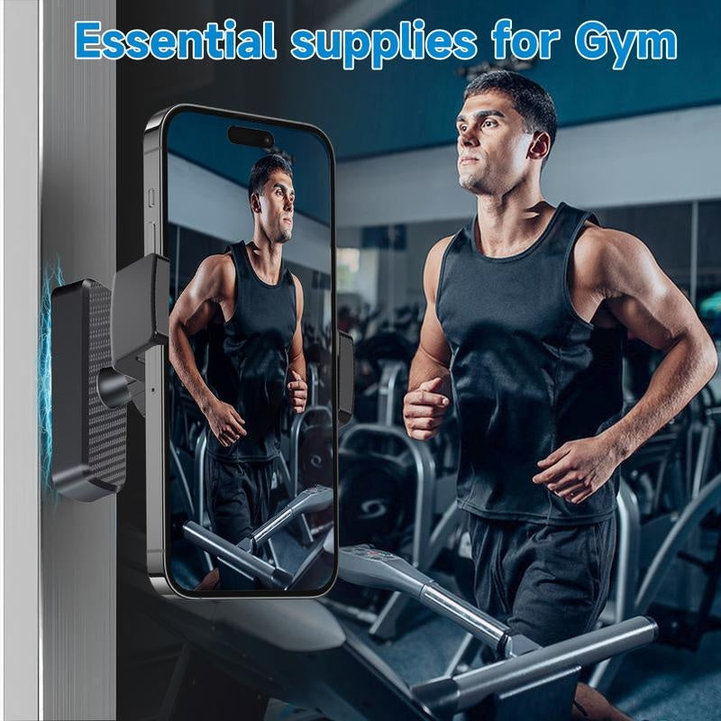 Portable Gym Magnetic Phone Holder with Magnet Base Attach to Metal Surface, 360° Adjustable Gym Phone Holder Magnet Mount for All Smartphones