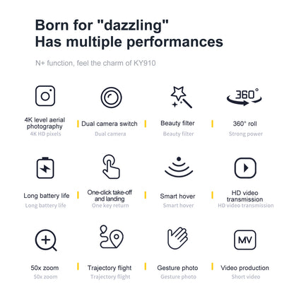 Cross-Border KY910Mini Folding Drone4K High-definition dual-camera aerial photography quadcopter with altitude hold remote control aircraft