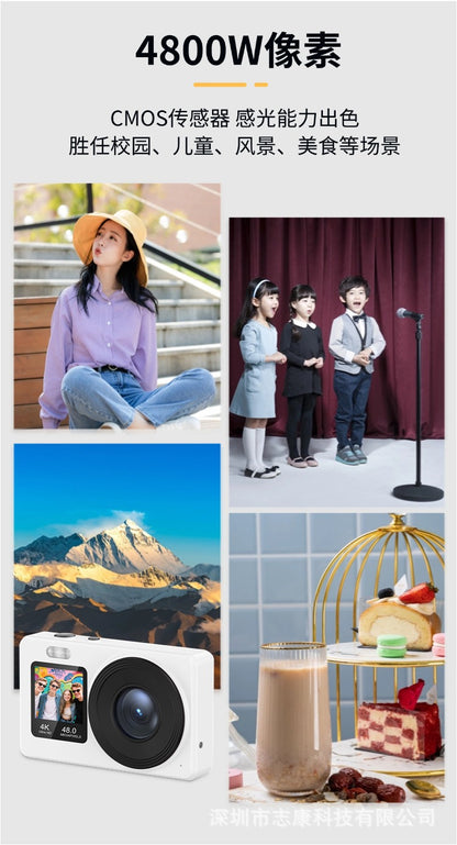 Cross-Border4K HD Student Digital Camera Small Dual Screen Home Travel Portable Entry-Level Children's Digital Camera