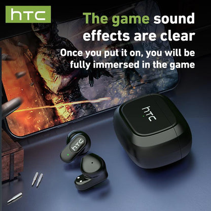 HTC NE51 Wireless Earbuds Bluetooth 6.0 Earphones Waterproof Wireless Earphones, Sports, Study and Audio Calls | Built in Microphone In Ear Earbuds, Gaming Bluetooth Headphones