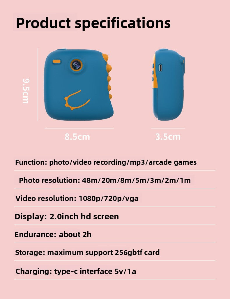 Polaroid Cross-Border HD Photo and Video Children's Camera with Silicone Case Student Children's Print Camera Photo Paper
