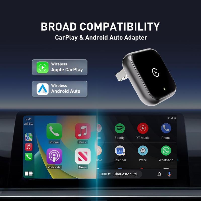 2026 latest model 2 in 1 Wireless  CarPlay Adapter, for Both Apple and Android, Converts Wired to Wireless,Fast Connection, No Latency
