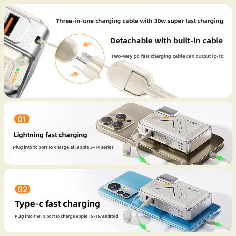 Power Bank AC Power Bank 35W Fast Charging with Built-in Cable Portable Power Supply Magnetic Wireless Charging Stand Multi-Function