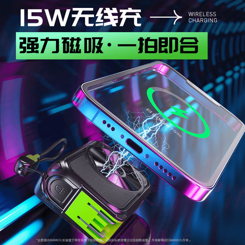 New power bank 5-in-1 magnetic wireless charger with built-in cable multifunctional AC Plug10000Ma Large Capacity