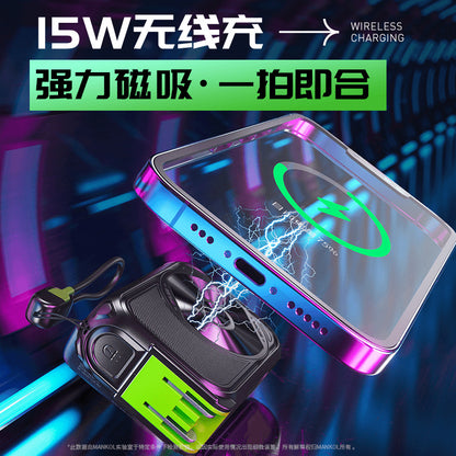 New power bank 5-in-1 magnetic wireless charger with built-in cable multifunctional AC Plug10000Ma Large Capacity