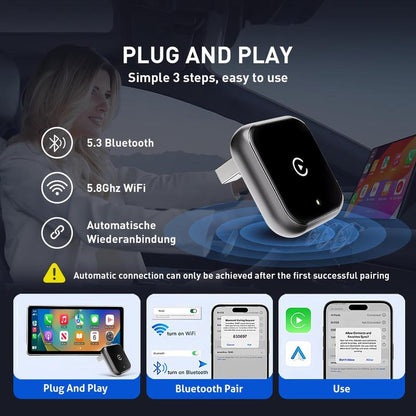 2026 latest model 2 in 1 Wireless  CarPlay Adapter, for Both Apple and Android, Converts Wired to Wireless,Fast Connection, No Latency