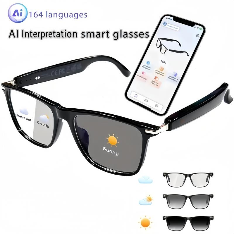 AI Interpretation Smart Glasses,160 Languages, Chat GPT,Audio Glasses for Men And Women,Microphone And Speaker, HD Voice Calls And HIFI Music Quality,Hands-Free Calling,Color Changing Lens, Suitable for  Riding,Driving,Travel,Black Friday & Cyber Monday