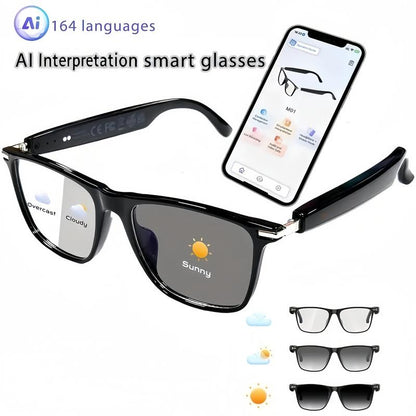 AI Interpretation Smart Glasses,160 Languages, Chat GPT,Audio Glasses for Men And Women,Microphone And Speaker, HD Voice Calls And HIFI Music Quality,Hands-Free Calling,Color Changing Lens, Suitable for  Riding,Driving,Travel,Black Friday & Cyber Monday