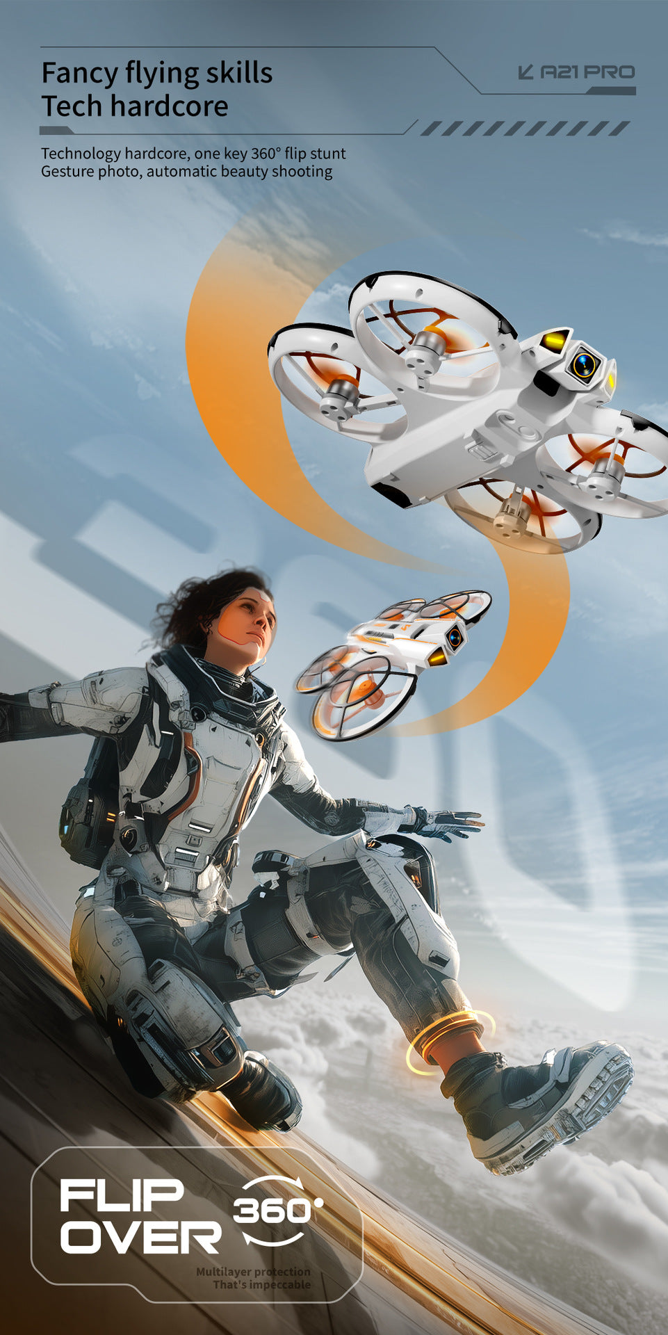 Cross-Border A21Drone Brushless Motor Mecha Style Aircraft Optical Flow Positioning Aerial Photography Full Protection Remote Control Airplane