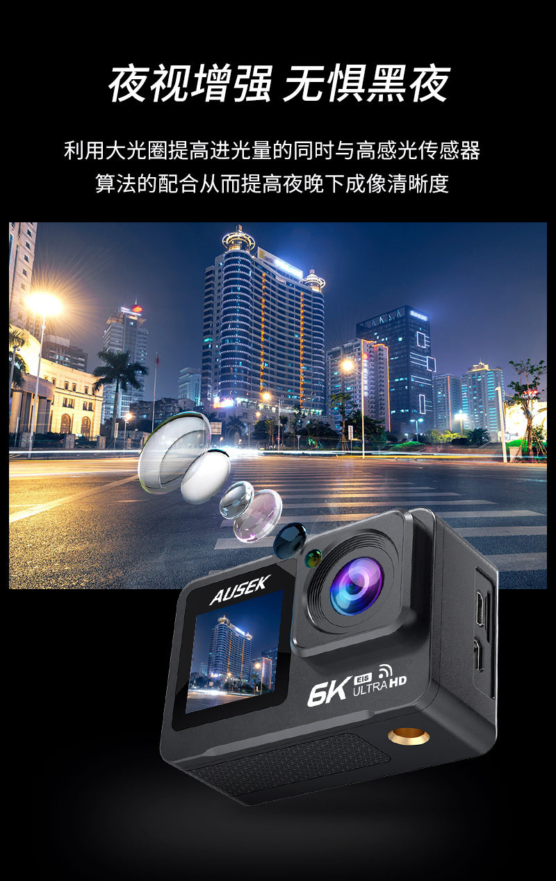 Cross-border new arrival6k Sports Camera Anti-Shake Wireless Shooting Outdoor Cycling Diving Fishing Sports Camera Factory