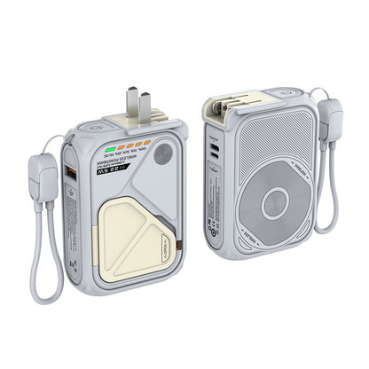 AC Plug Charger20000Ma  5-in-1 Wireless Magnetic Charging22.5W Fast Charging Built-in Cable Portable Power Bank