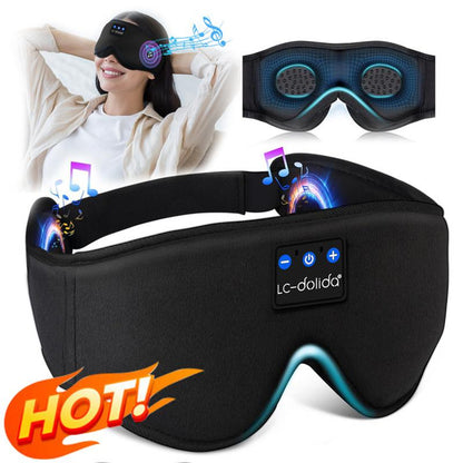 3D Bluetooth Sleep Mask with Headphones, Wireless Music Sleep Headband Eye Mask for Side Sleepers,Sleeping Comfortable Black-3D