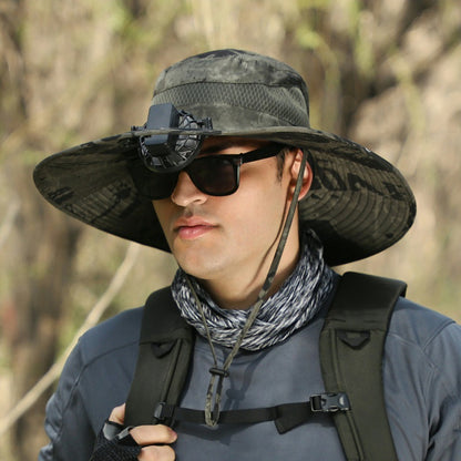 Foreign Trade Hot Item Solar Hat Rechargeable Dual Fan Men's Fishing Fisherman Hat Outdoor Sun Hat Sun Protection Hat