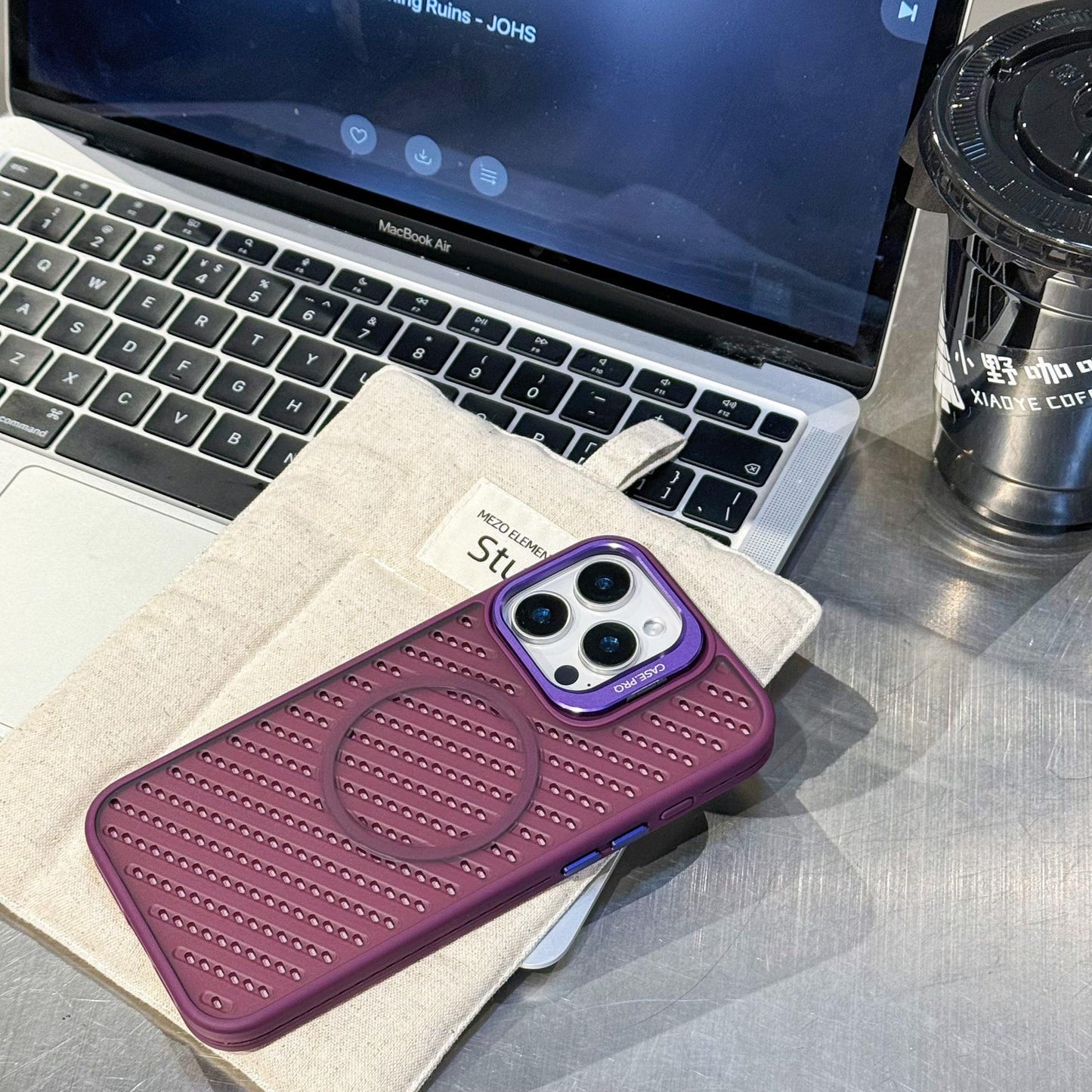 Grid Flip Stand Phone Case Compatible with iPhone 17 16 15 14 13 12 Pro Max Pro Plus Air Magnetic Breathable Heat Dissipation Apple 16 Pro Max Protective Cover