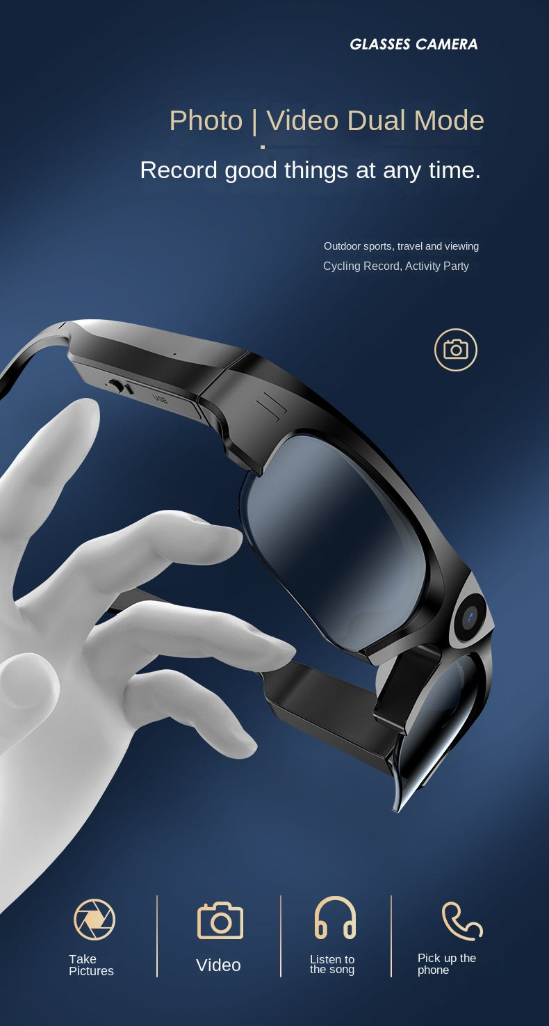 Anti-Blue Light Wireless DV Sports Call Music Listening Cycling Shooting Bluetooth Earphones Audio Smart Glasses