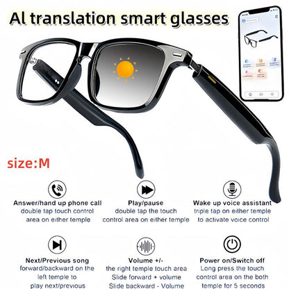 AI Interpretation Smart Glasses,160 Languages, Chat GPT,Audio Glasses for Men And Women,Microphone And Speaker, HD Voice Calls And HIFI Music Quality,Hands-Free Calling,Color Changing Lens, Suitable for  Riding,Driving,Travel,Black Friday & Cyber Monday