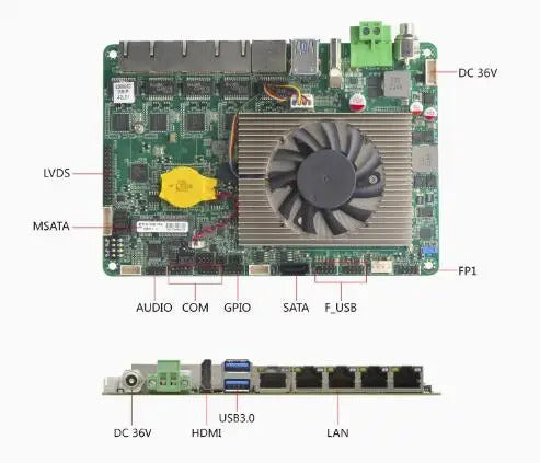 i5-8260U 4 inch Motherboard 4" SBC IPC Mainboard industrial with Quad Core DC-9~36V 2-COM 5xGbE POE LAN LVDS