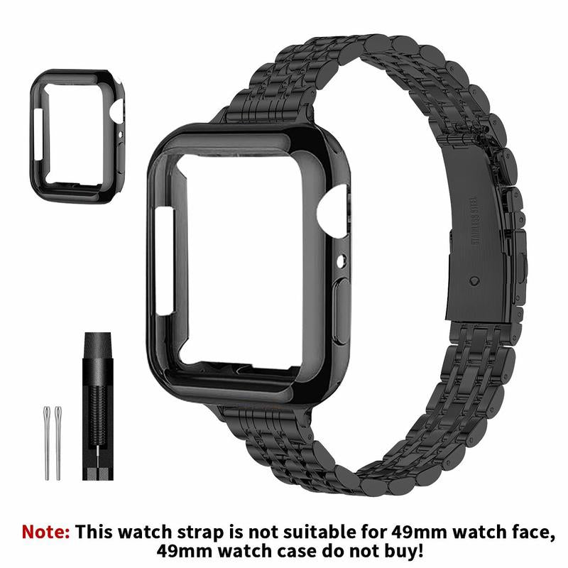 Women's Watch Band & Soft Protective Case & Tools (1 Set), Stainless Steel Smart Watch Bands, Compatible with Apple Watch 9/8/7/6/5/4/3/2/1/SE/SE2 Series, Wearable Accessories, Electronics Accessories