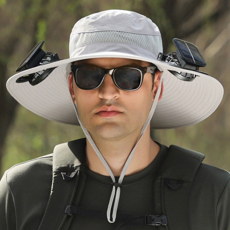 Foreign Trade Hot Item Solar Hat Rechargeable Dual Fan Men's Fishing Fisherman Hat Outdoor Sun Hat Sun Protection Hat