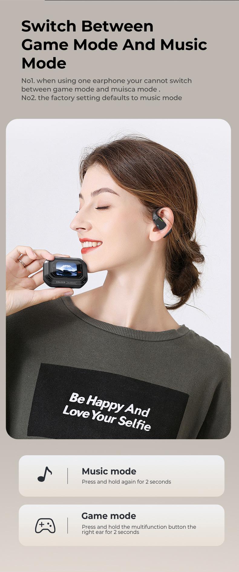 ERAZER XP6 Wireless Earbuds, Bluetooth 5.4 HIFI Sound Quality Bluetooth Headphones, Sports Gaming with Low Latency Earbuds, Touch Control IPX5 Waterproof With microphone Earphones Headsets