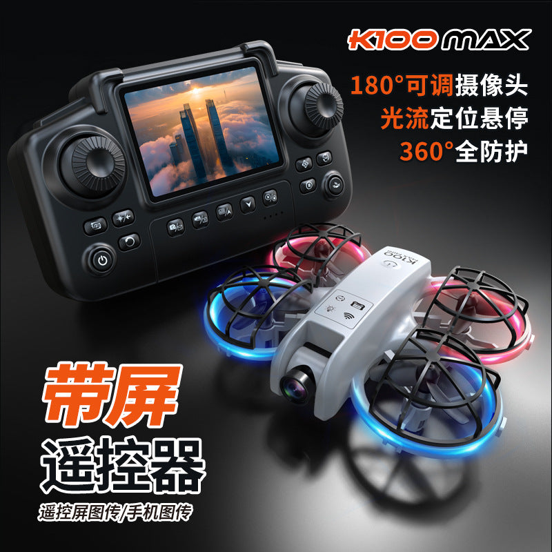 Cross-Border K100MINI Drone with Screen Remote Control Optical Flow Hover Dual Camera Lens HD Aerial Photography Remote Control Aircraft